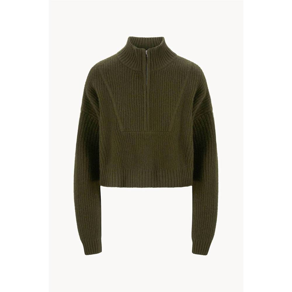 NEW STAUD cashmere cropped hampton sweater in olive - Picture 3 of 3